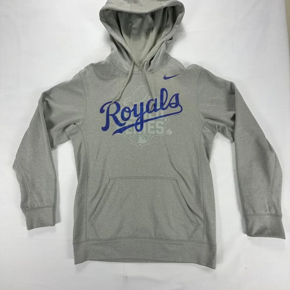Nike Kansas City Royals World Series Hoodie Gray Therma-FIT Mens Small‎
